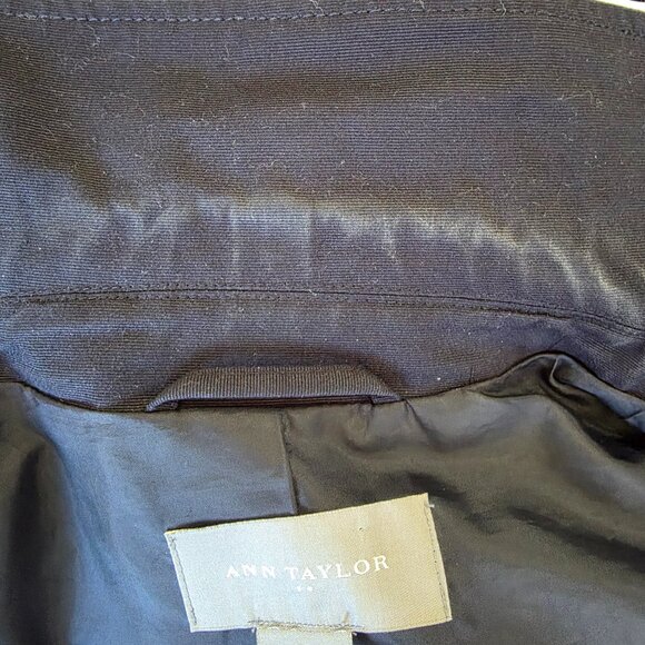 ANN TAYLOR Trench Coat | Large | Navy Blue, Double Breasted, Belt Lined Trim - Picture 10 of 10